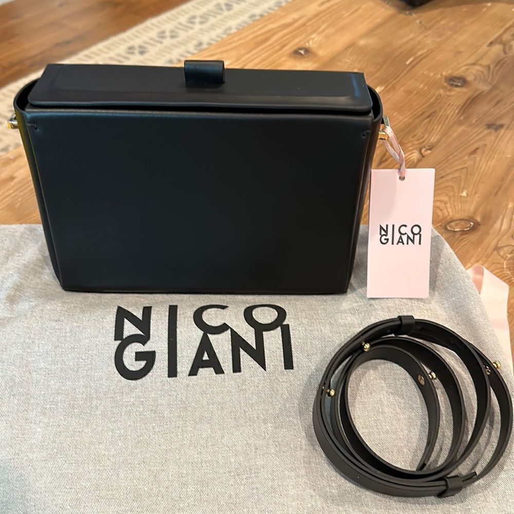 NICO GIANI AUTHENTIC CEREA BOX BAG LARGE Black Matte + Dust Bag New w/ Tags